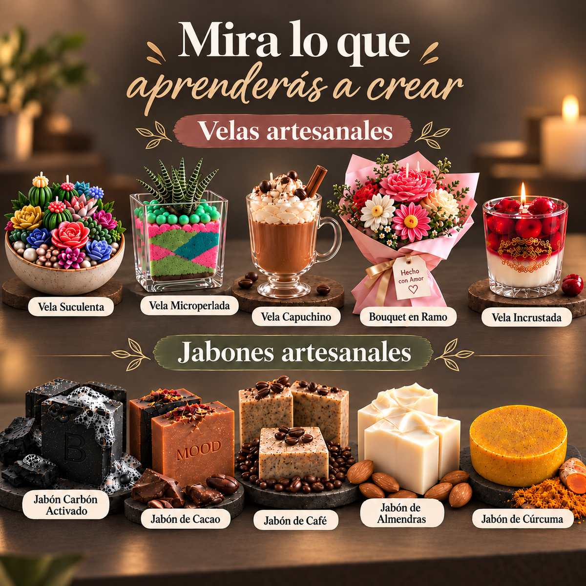 Curso Online de Velas y Jabones Artesanales con módulo especial de Velas Navideñas OFERTA 3x1