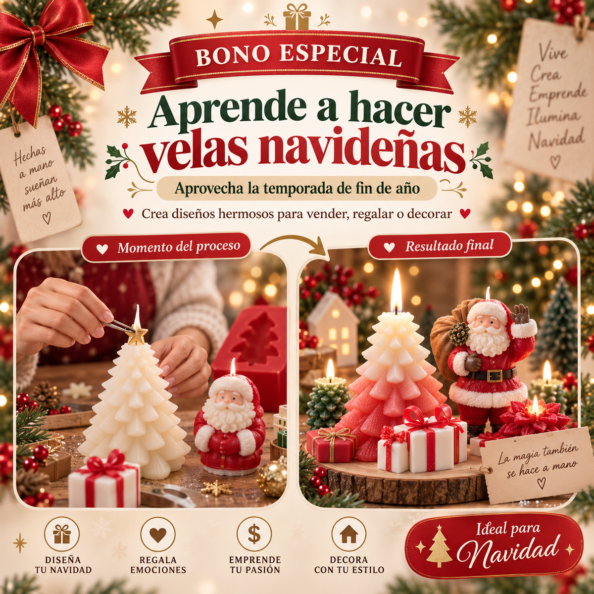 Curso Online de Velas y Jabones Artesanales con módulo especial de Velas Navideñas OFERTA 3x1